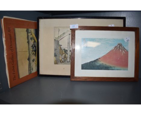 Two Chinese prints and accompanying book by the Faber Gallery for oriental art