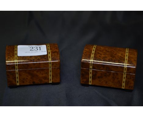 Two Reuge Ste-Croix inlaid burr wood keywind cylinder music boxes, playing 'Valse des fleurs No 5420' &amp; 'Syphonie 2eme Mo