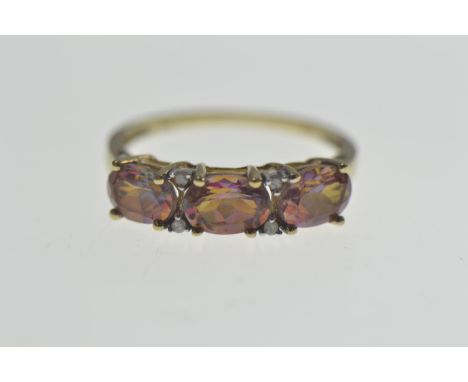 9ct gold, twilight topaz & diamond ring, size Q, gross weight 1.94 grams 
