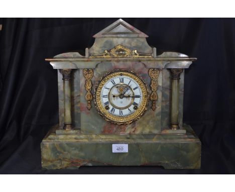 Onyx mantle clock by Ansonia Clock Co. New York W39 x D14 x H36cm, with key, no pendulum 