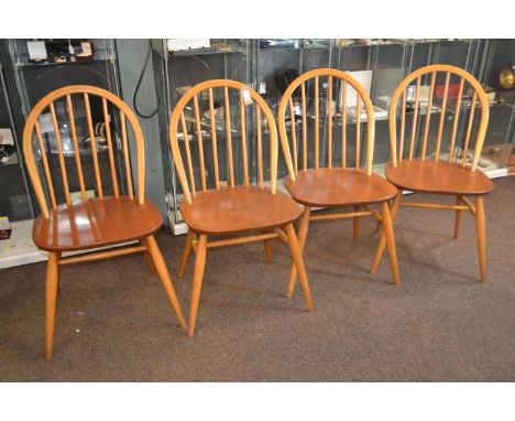 Set of four Ercol stickback windsor chairs 