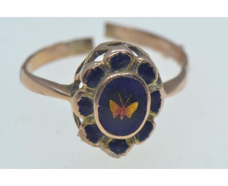 Scrap 15ct gold & enamel ring, 1.68 grams 