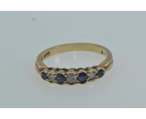 9ct gold, sapphire & diamond ring, size M, 2.4 grams 