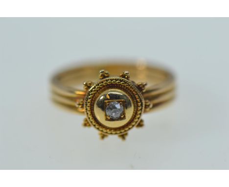 Yellow metal & diamond ring, tests positive for 18ct gold, size O1/2, 4.2 grams 