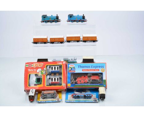 Hornby 00 gauge Thomas the Tank Engine Locomotives and rolling stock with Lehmann and other friction drive pieces (14),  Horn