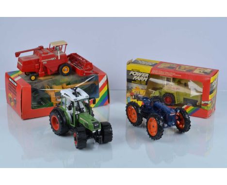 Modern Large Scale Playworn Tractors and Other Farm Vehicles (10+) diecast and plastic, includes boxed Britains 9576 Combine 