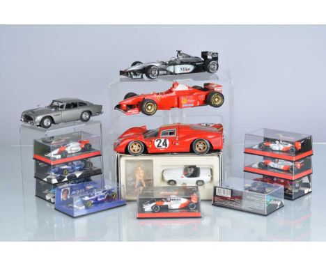 Modern Diecast Competition Models and James Bond (14), cased Minichamps 1:43 scale, F1 models, McLaren, G Berger 1990, M Hakk