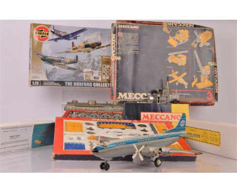 Aero Engine Tinplate KLM Plane and Train Meccano Airfix Balsa Plane kits, OS Max SF aero engine, TN Nomura Japan KLM tinplate