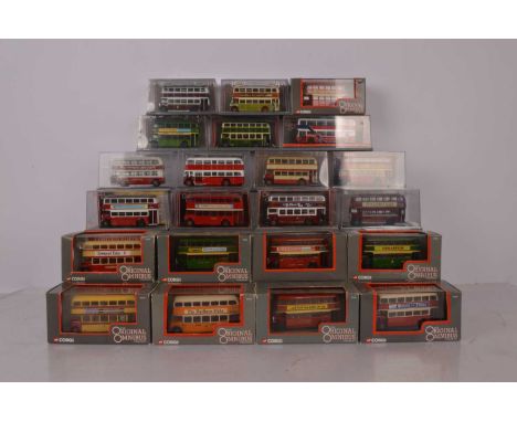 Original Omnibus Double Deck Buses (45), all cased, 1:76 scale, from various regions in various liveries, mainly vintage vehi