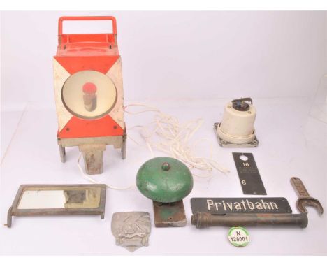 Assorted Railwayana and signs, comprising Track Warning signal used by gangers made by Alstom Zwus, all metal gong warning be