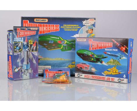 Matchbox Thunderbirds Toys, Rescue Pack, Electronic Thunderbird 1, Thunderbird 2 Electronic Playset, Pull Back Action Vehicle