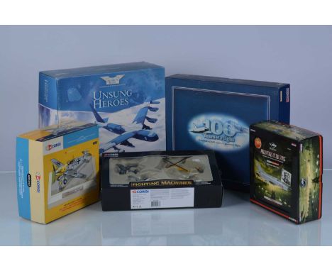 Corgi Diecast Aircraft,  all boxed, small scale examples, CSA03005 100 Years of Flight includes four models, bookmark and boo