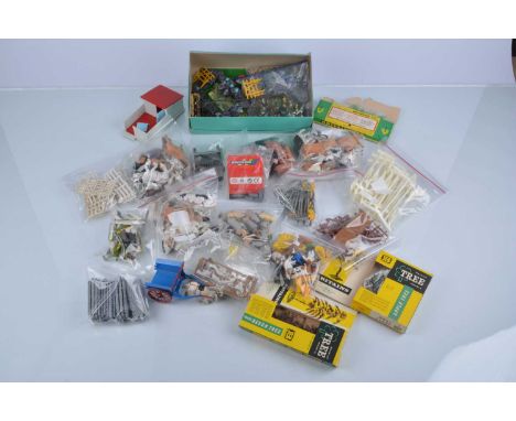 Britains Farm and Garden Accessories (Qty in two boxes), boxed items including, 4710 milking parlour, 9545 tractor accessorie