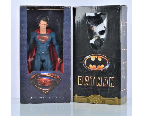 NECA DC Comics 18" Action Figures, Superman Man Of Steel (Henry Cavill), Batman (Michael Keaton), in original boxes, F-G, dus