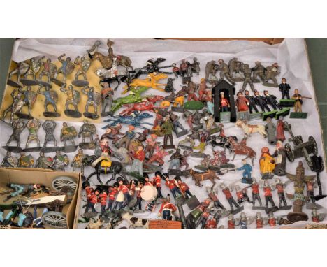 Quantity of mainly vintage Timpo Britains and other makers lead and hollowcast figures and accessories (115+), including Timp