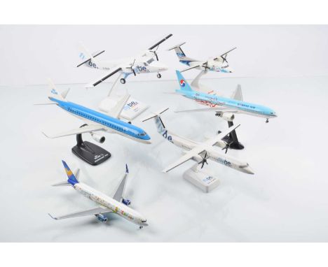 Resin and Plastic Civil Aircraft Display Models, all unboxed, resin Skymarks DHC-6 1:50 scale Flybe on stand 32 cm long wings