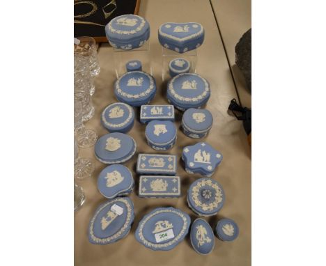 A collection of Wedgwood trinket boxes,various sizes and styles.