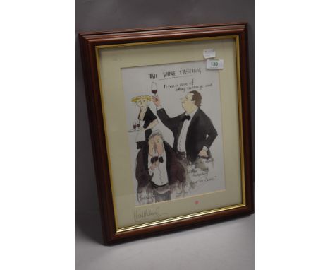 A print, after Mark Huskinson, 'The Wine Tasting', signed in pencil on mount, framed size approx. 40 x 33cm