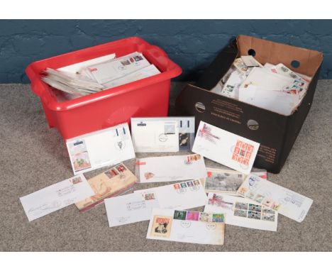 Two boxes of assorted first day covers.  
