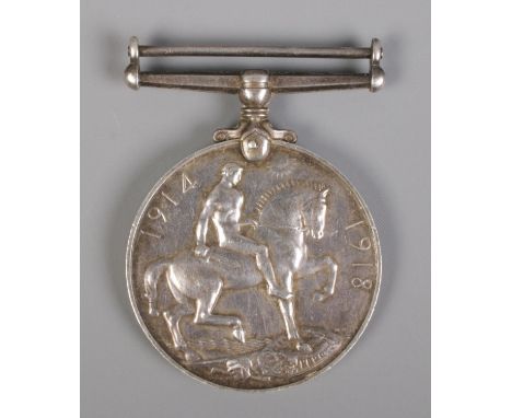First World War Interest; A British War Medal presented to 2158, PTE E J Bellamy, Staff Yeo.  No ribbon.