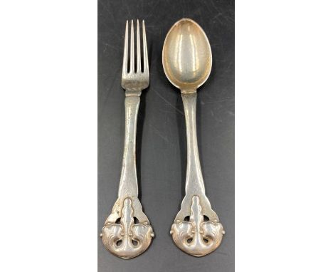 A Fork and spoon hallmarked for Denmark (Approximate Total Weight 85g)