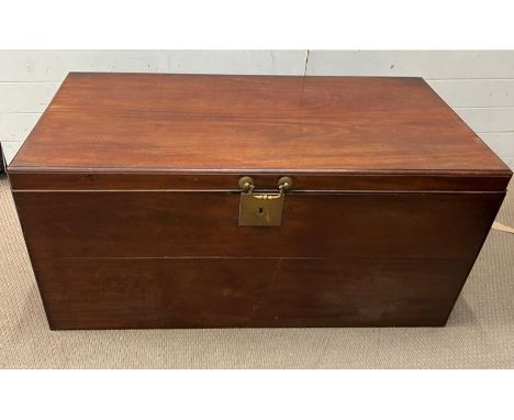 A teak ships trunk or blanket box (H60cm W126cm D60cm)