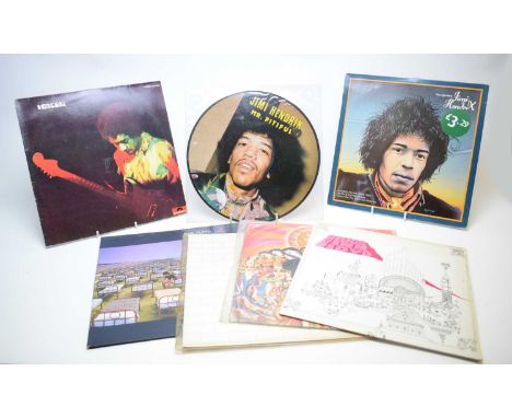 Three Pink Floyd LPs: Relics; The Wall; and a Momentary Lapse of Reason; together with four Jimi Hendrix LPs: Axis Bold as Lo