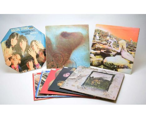 Eight mixed rock LPs: Rolling Stones 'Through the Past Darkly'; Rolled Gold; and Get Stoned; together with two Led Zeppelin L