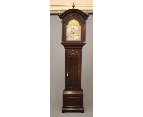 AN OAK LONGCASE CLOCK, signed Sam Boys Deale, the eight day movement with anchor escapement striking on a bell, 12" arched br