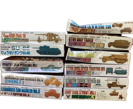 International 1:72 scale WWII military vehicle model kits, plus Fujimi kit (11)The items in this auction are located offsite 