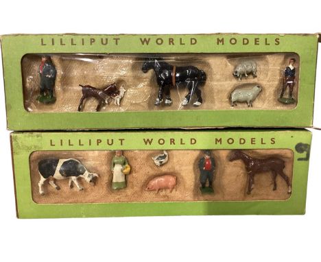 Britains Lilliput Wood Farm Set (x2), Tumbrel Cart LV/606, Milk Float &amp; Horse LV/605, Fordson Tractor LV/604, 12 Hurdles 