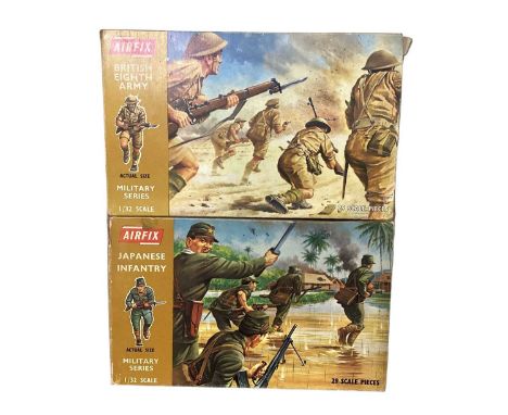 Airfix Military Series 1:32 Scale Japanese Infantry (some painted) &amp; British Eight Army (opened), plus Target Modern Germ