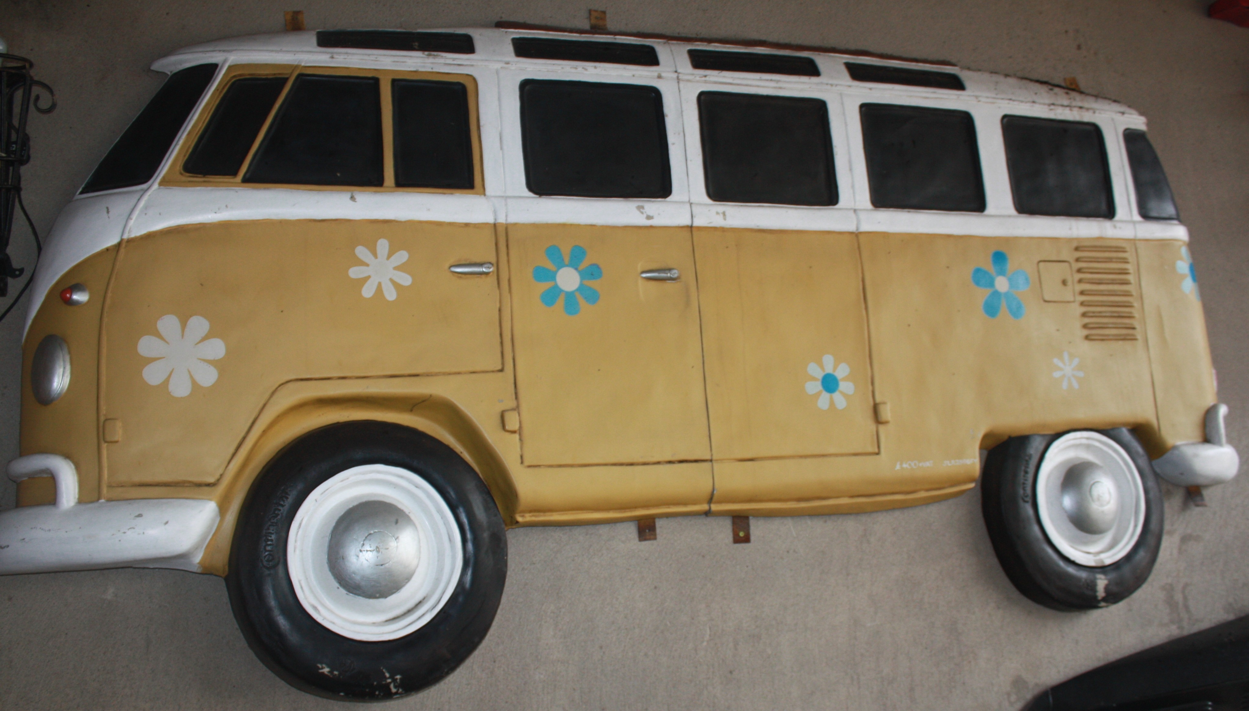 retro metal vw camper van wall art great for hanging in shop of cafe