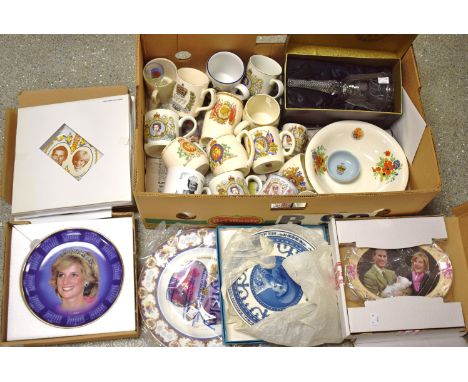 An Aynsley royal commemorative plate, other Edwardian and later enamel and ceramic royal commemorative mugs, plates, beakers,