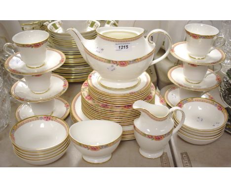 A Royal Doulton Dajeeling part dinner and tea service comprising dinner plates, accent plates, side plates,bowls, sugar basin