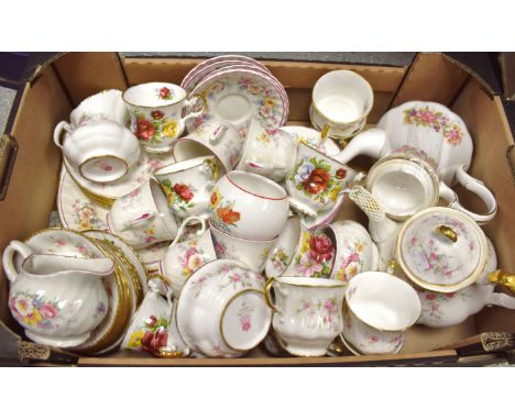 A Paragon Victoria Rose six setting tea service; Colclough tea ware; etc.