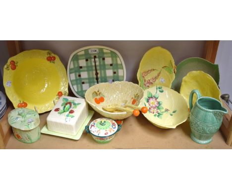 Ceramics - a Beswick strawberries butter dish;  a Carltonware oval Foxgloves yellow bowl;  others;  a Maruhon bowl etc (12)