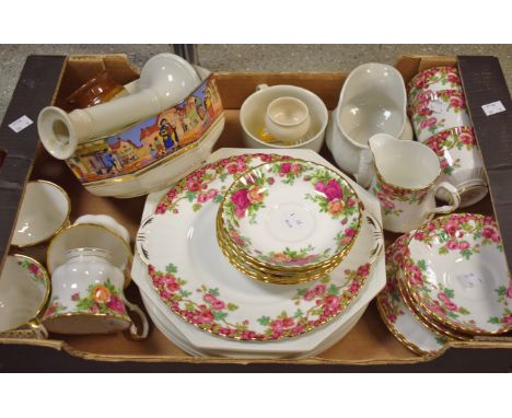 Ceramics - a set of four Royal Albert Old Country Rose cups and saucers, gilt boarder;  others similar Royal Stafford;  a Wil