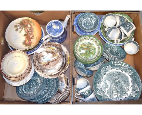 A transfer printed fruit service; another, similar; a transfer printed tea services; Doulton Series ware
