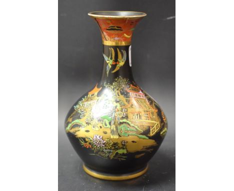 A Carlton ware Chinoiserie long neck vase