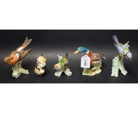 A Beswick comical model of a cat and mouse; a Goebel model of a Mallard, others (5)