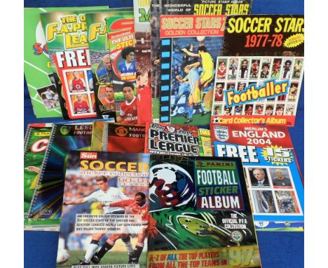 Football sticker &amp; card albums, a collection of 50+ albums, complete, part complete and some unused, 1970's onwards inc. 