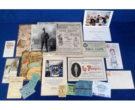Ephemera, Entertainment, to include 1890s chromo theatre programmes, tickets (1928 onwards), 1897 New Grand Theatre Croydon f