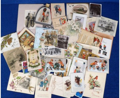 Ephemera, 4 Muratti's Midget Post Cards together with 40+ Victorian and Edwardian Christmas cards to include die-cut and embo