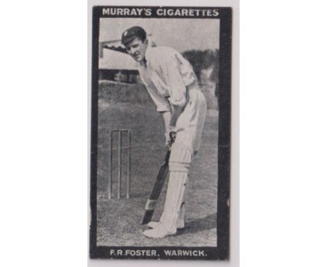 Cigarette card, Murray's, Cricketers, (Series H, black front), type card F R Foster, Warwick (gd) (1)