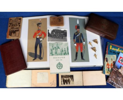 Militaria, to include amateur watercolours of uniforms (70+), 1937 Manual of Horsemanship with Kings African Rifles Animal Tr