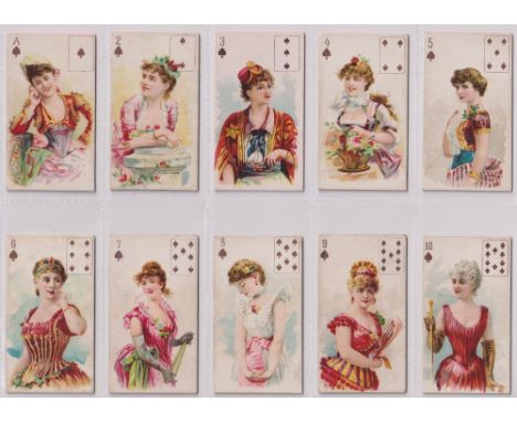 Cigarette cards, USA, ATC, Beauties, playing-card inset, Set 2, (Type Set Back) (51/52 missing JD) (some with marks to back &