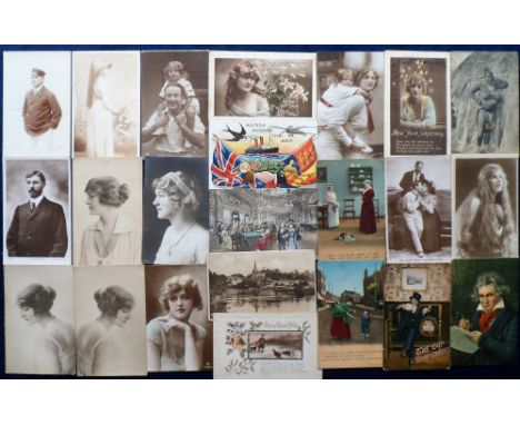 Postcards, a collection of approx 140 cards incl. Nelson selection, Hold to Light Angels (2), ethnic, glamour, beautiful girl