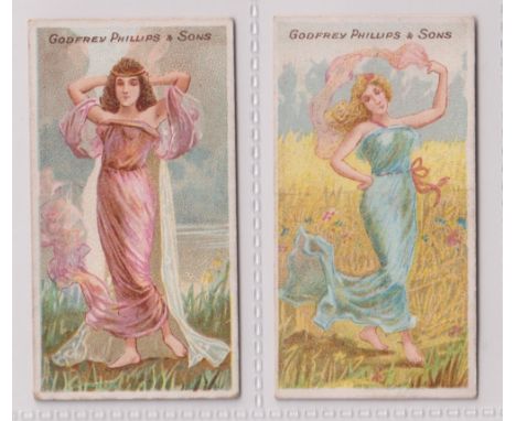 Cigarette cards, Phillips, Beauties, Nymphs, two type cards, Phillips ref book, item no 14, picture nos 16 &amp; 23 (gd) (2)