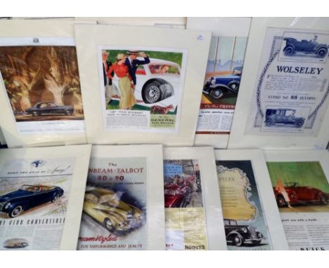 Advertising,  Motoring, 25+ pages from vintage magazines (all presented in card mounts measuring 37 x 43 cms) showing Buick, 